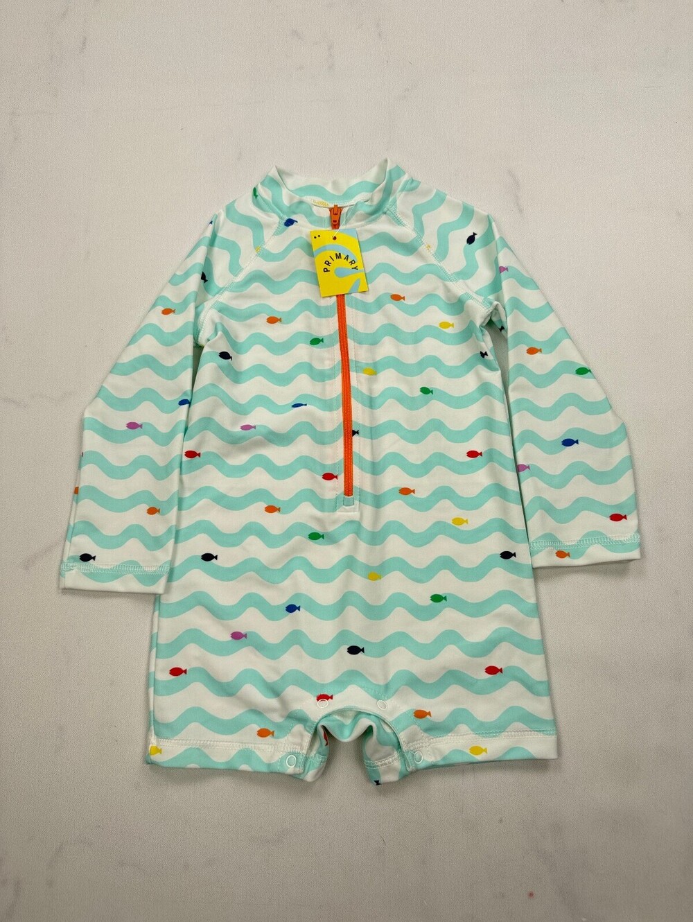 Primary One Piece Swim Suit Aqua 2010s Printed - Girls 18-24 Months
